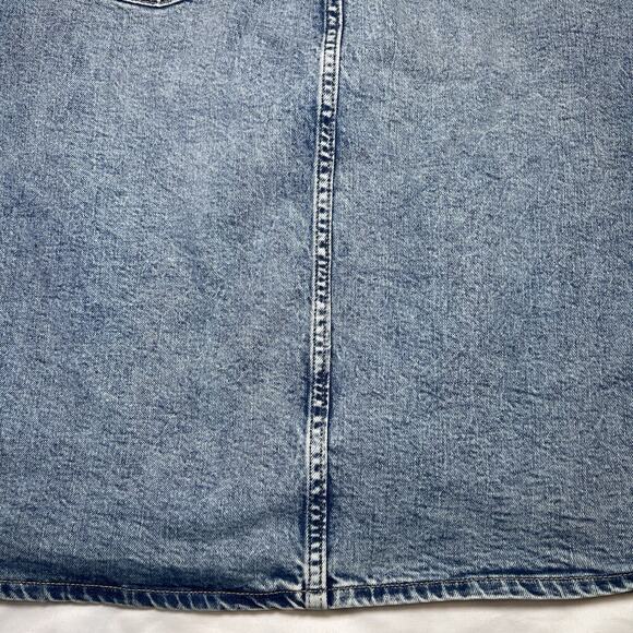 GAP Denim Midi Skirt Plus Size 18 / 34 Blue Light Wash Color Block Cotton Casual - Picture 11 of 13